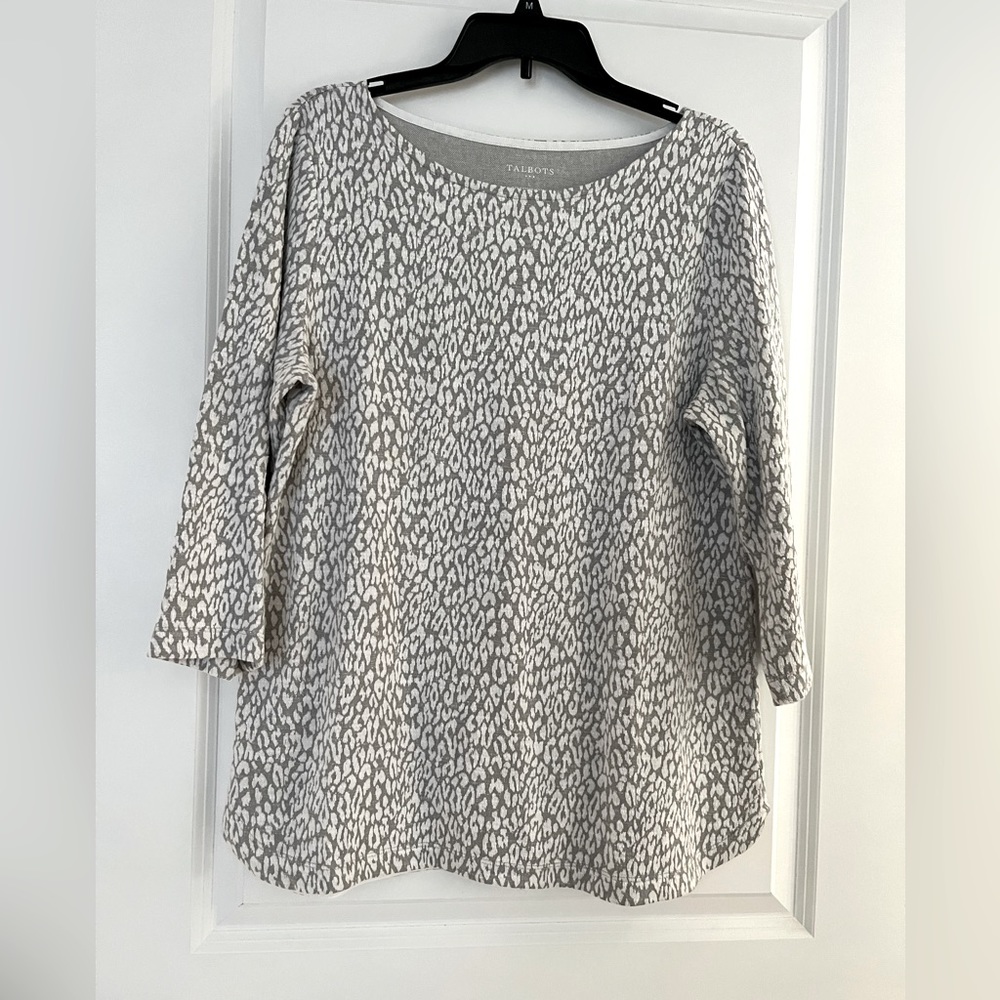 Talbots gray and off-white tunic - size Lg
